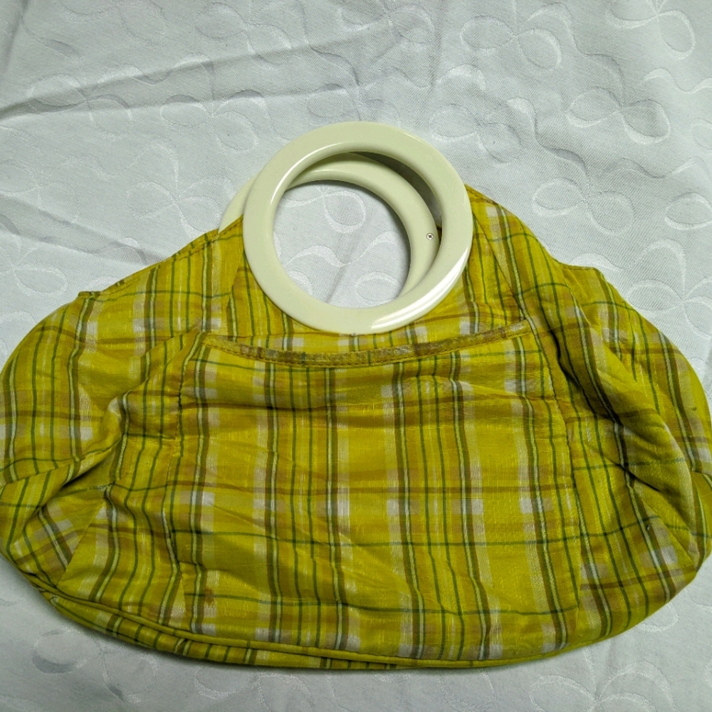 J Crew Madras Plaid Yellow Clutch Handbag